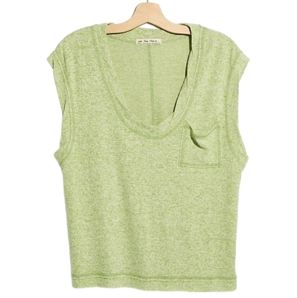 Free People We the Free Courtney Hacci Green Muscle Tee sz L - Picture 2 of 7